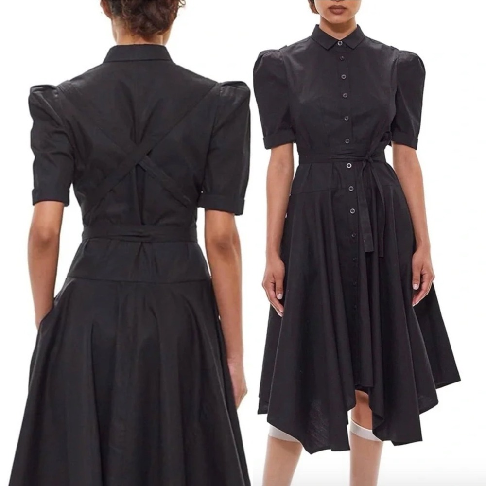 GARY GRAHAM 422 Amanda Cotton Poplin Button Down Shirt Dress